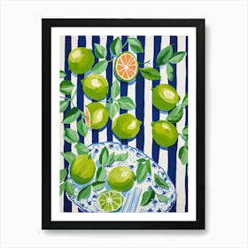 Limes Fruit Summer Illustration 2 Art Print