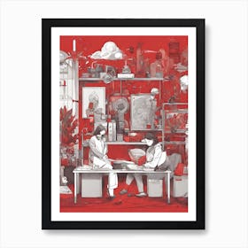 Red cozy Room Art Print