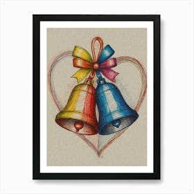 Bells In A Heart Art Print