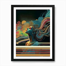 Psychedelic woman, universe, "Passing By" Art Print