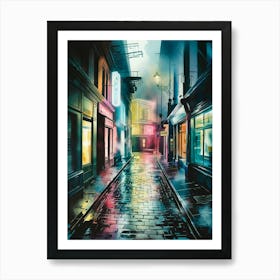 Wet Alley, Anime Art Lofi Art Print