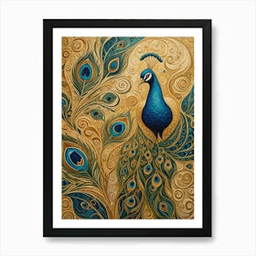 Golden Peacock Art Print