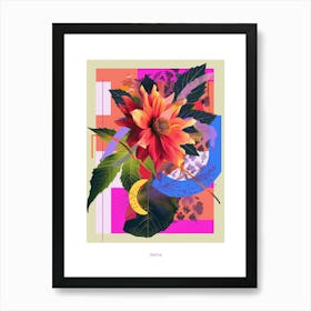 Dahlia 4 Neon Flower Collage Poster Art Print