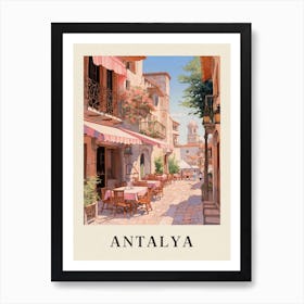 Antalya Turkey 6 Vintage Pink Travel Illustration Poster Art Print
