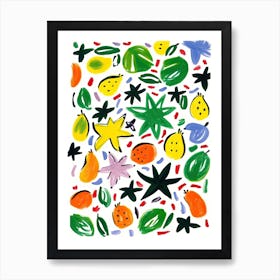 Starfruit Fruit Drawing 3 Art Print