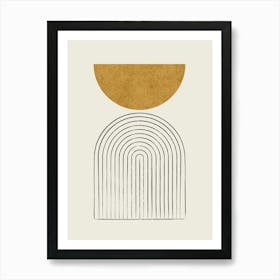 Arch Balance Mid-century Modern - Abstract Modern Minimalist Gold Art Print