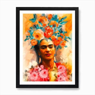 Frida Kahlo Floral Crown Art Print
