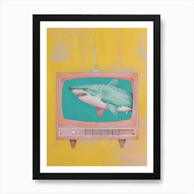 Mustard Pink Blue Shark Tv Art Print