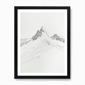 Huascaran Peru Line Drawing 1 Art Print