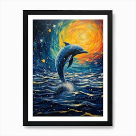 Dolphin In The Night Sky Art Print