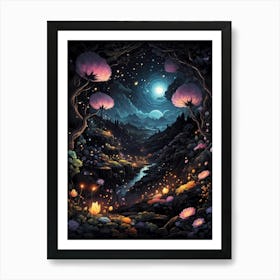 Night In The Forest 3 Art Print