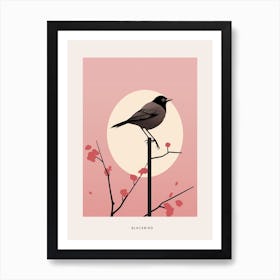 Minimalist Blackbird 2 Bird Poster Art Print