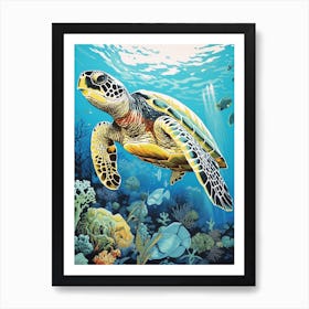 Sea Turtle Exploring The Ocean 5 Art Print