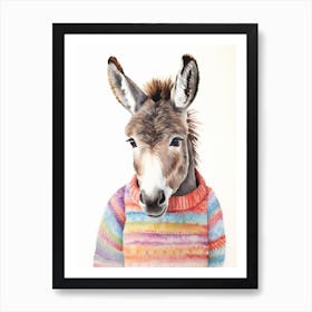 Baby Animal Watercolour Donkey Art Print