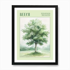 Beech Tree Atmospheric Watercolour Painting 1 Poster Art Print