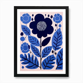 Blue Flower Illustration Everlasting Flower 1 Art Print