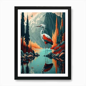 Heron By The Lake Art Print