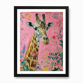 Floral Animal Painting Giraffe 4 Art Print