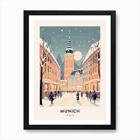 Winter Night  Travel Poster Munich Germany 2 Art Print