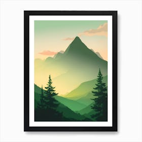 Misty Mountains Vertical Composition In Green Tone 199 Art Print