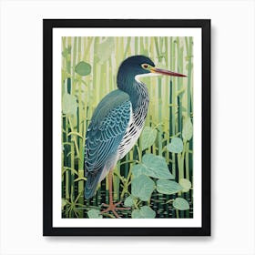 Ohara Koson Inspired Bird Painting Green Heron 1 Art Print