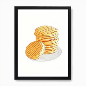 Peanut Butter Cookies Dessert Minimal Line Drawing 1 Flower Art Print