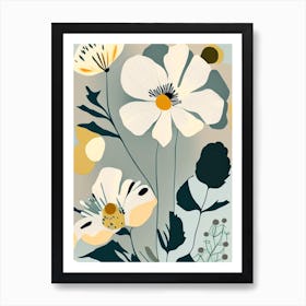 Matilija Poppy Wildflower Modern Muted Colours Art Print