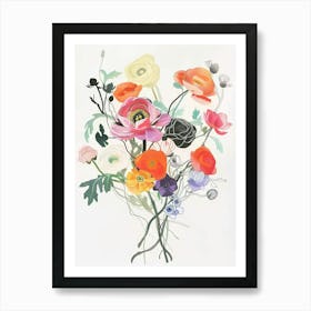 Ranunculus 2 Collage Flower Bouquet Art Print