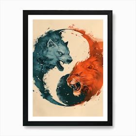 Badass Lion And Wolf 2 Art Print