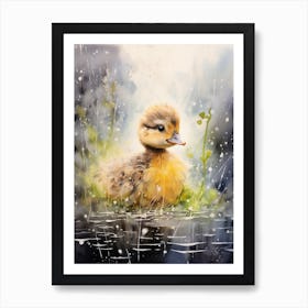 Duckling In The Rain 2 Art Print