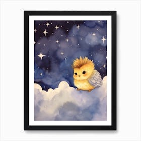 Baby Chick Sleeping In The Clouds Art Print