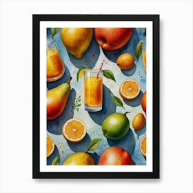 Watercolor Fruit Pattern Art Print