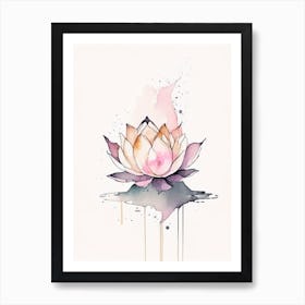 Lotus Flower, Buddhist Symbol Minimal Watercolour 3 Art Print
