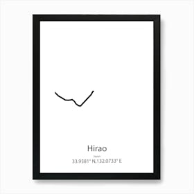 Hirao,Japan Minimalist Map Art Print