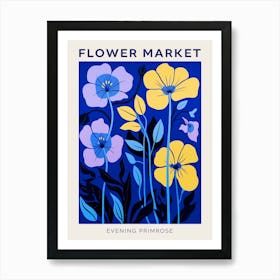 Blue Flower Market Poster Evening Primrose 2 Art Print