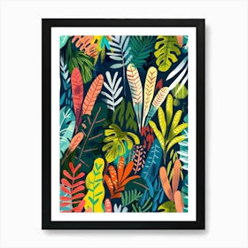 Tropical Leaves Seamless Pattern 24 Art Print