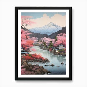 Yatsugatake Mountains In Yamanashi, Ukiyo E Drawing 4 Art Print