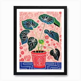 Pink And Red Plant Illustration Philodendron 8 Art Print