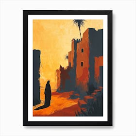 Woman In The Red Desert Art Print