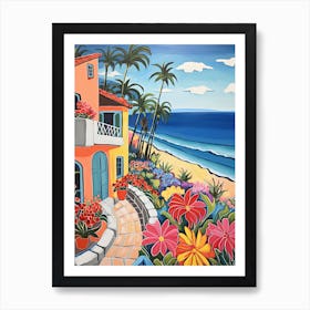 Laguna Beach, California, Matisse And Rousseau Style 2 Art Print