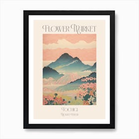 Flower Market Mount Nantai In Tochigi, Japanese Landscape 3 Poster Art Print