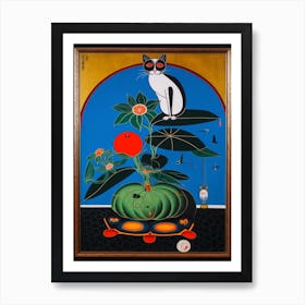 Lotus With A Cat 1 Surreal Joan Miro Style  Art Print