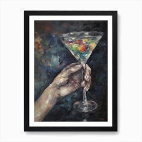 Painting  Of A Hand Holding A Martini Art Print