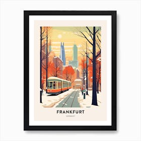 Vintage Winter Travel Poster Frankfurt Germany 2 Art Print