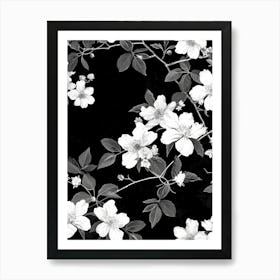 Great Japan Hokusai Monochrome Flowers 1312 Art Print