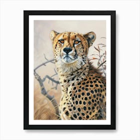 Cheetah Pastel Watercolour 4 Poster