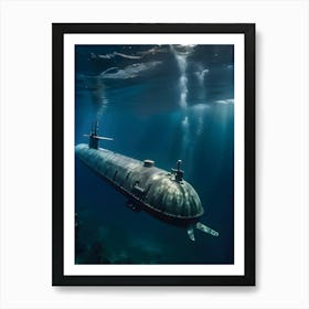 Submarine In The Ocean -Reimagined 17 Art Print