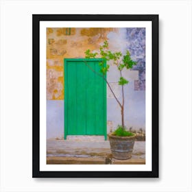 The Little Tree By The Green Door Art Print