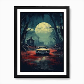 1950s The Car in the Haunted Woods 3 Art Print