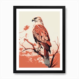 Minimalist Red Tailed Hawk 3 Illustration Art Print